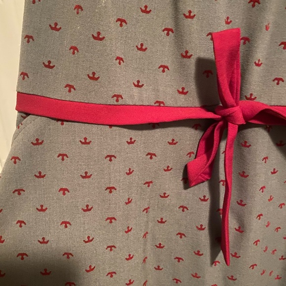 Tatyana halter grey and red anchor print retro pinup dress. Comes with bolero. - Picture 2 of 3